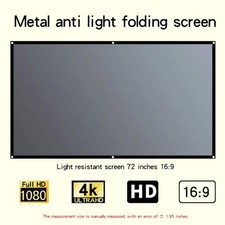 Foldable and portable projection screen, metal anti light 30-133 inches, suitabl