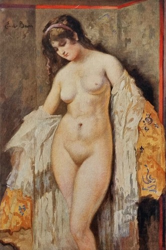 Estampe féminin - nu,