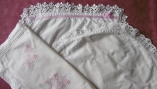 Lot de 3 taies berceau ou housses de coussin avec DENTELLE et/ ou BRODERIES