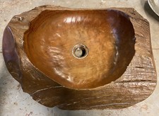 Vasque de Meuble Salle de Bain Bac Coupe Bois Primitif Primitive Brutaliste 1