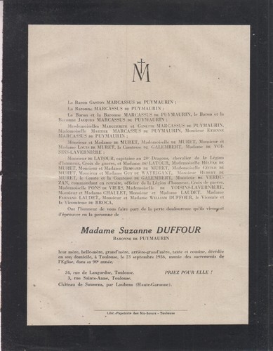 1936 faire part - faire-part, mme