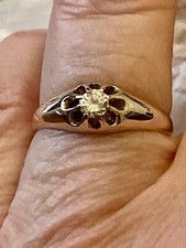 OR ROSE, BEAU DIAMANT 0,2 Carats, Splendide ANCIENNE BAGUE SOLITAIRE