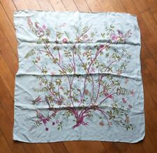 foulard carré scarf Oiseau Bird Vert D'eau Roulotté 