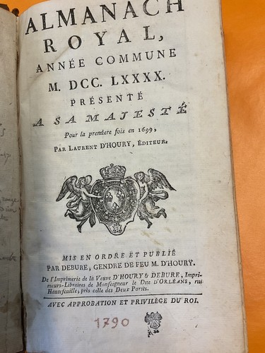 Almanach royal 1790 époque - almanach, (époque