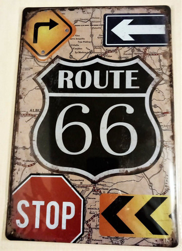 Plaque metal route 66 - metal,