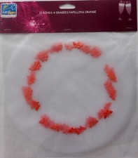 10 ronds de tulle à dragées - tulle blanc  décoré de  papillons en satin orange