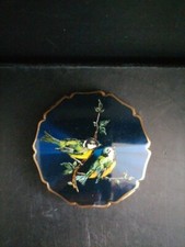 Poudrier Ancien  STRATTON Bleu Et Or Décor Oiseaux 