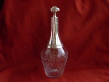 ANTIQUE FRENCH CUT CRYSTAL WINE DECANTER WITH STERLING SILVER MOUNT,EARLY 20th.