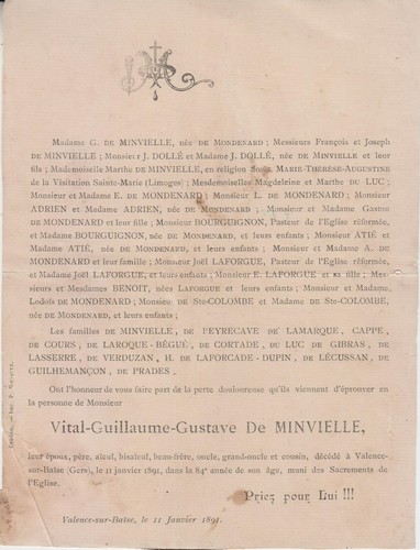1891 faire part - faire-part, décès