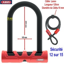 ANTIVOL U - ULTIMATE 420/170HB230 + Fixation + Cable COBRA de 120 cm diamètre 10