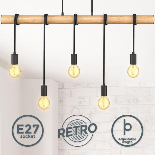 Suspension métal bois - , e27