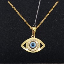 Pendentif Et Chaîne Or 18K 750 Mls. Oeil Turc 19 Mm