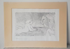 GRAVURE  1/1 SUR PAPIER -1996-SIGNE A IDENTIFIER- STYLE PICASSO/COCTEAU 52x35 cm