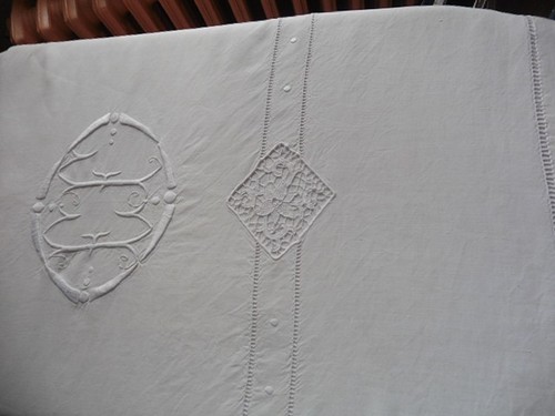 Drap ancien lin blanc - ancien,
