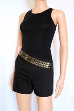 Large ceinture chaîne réglable en métal doré vieilli