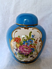 pot couvert en porcelaine de Couleuvre décor fleurs