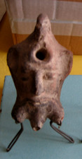 Lampe à huile époque ROMAINE terre cuite antique tête visage archéologie