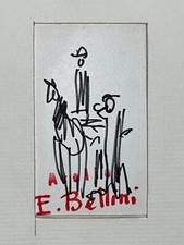 EMMANUEL BELLINI Cavalier Cheval DESSIN ORIGINAL Feutre XX°