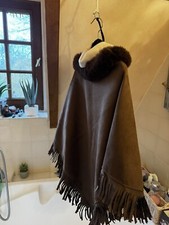 Ensemble PANCHO Marron Pull Ivoire Neufs Aspect Daim- col Fourrure Acrylique .