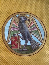 TISSU BRODERIE AIGLE LIVRE ÉVANGILE JEAN ANCIEN XIX OR MEDAILLON RELIGIEUX