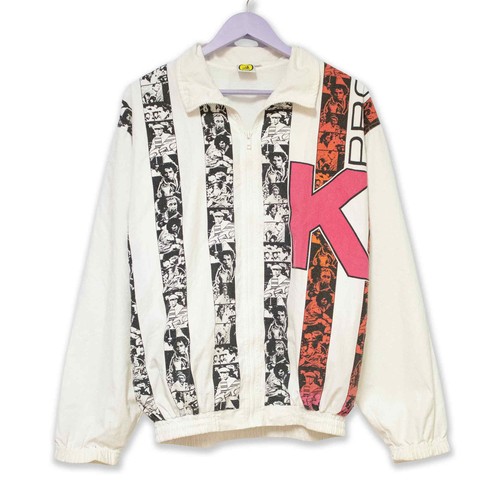 Anorak vintage blanc imprimé - vintage,