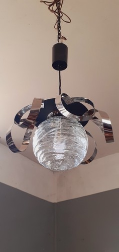 Lustre vintage inox et - lustre, 70
