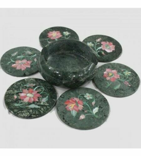 Vert marbre coaster set - marbre, fait