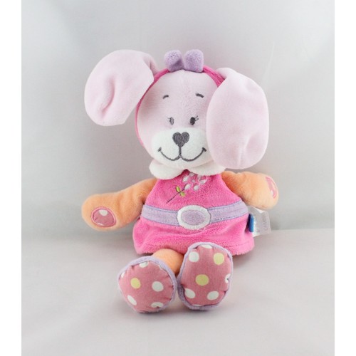 Doudou lapin rose orange
