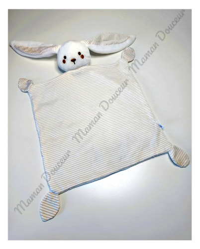 Doudou plat carré lapin blanc - doudou,