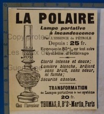Publicité LA POLAIRE lampe portative à incandescence 1897