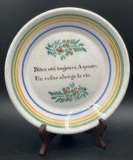 Assiette parlante faïence XIXème, inscription galante “Aspasie”