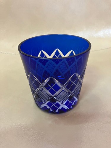 Verre artisanal japonais - , bleu