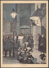 1886 Lithographie originale Londres Whitechapel Eglise Paul Renouard Angleterre