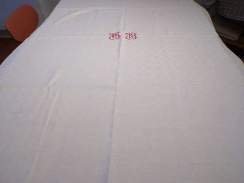 Nappe ancienne lin damassé - en,