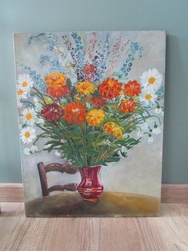 Huile sur toile - huile, bouquet