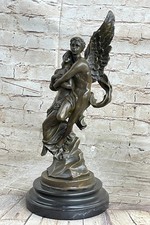 Sensuelle Cupidon Psyche Aphrodite Vénus Winged Lovers Art Bronze Marbre Statue