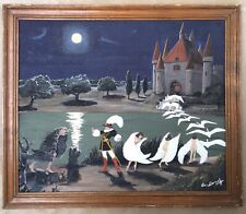 Gouache Le Lac des Cygnes Scène Théâtrale Chateau Personnages A. Lavroff Russe