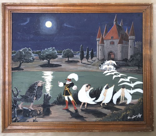 Gouache lac des cygnes - le,