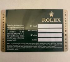 Carte Rolex Garantie vierge. Blank Card Customizable with your information.