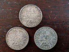 3 PIECES DE 5 FRANCS EN ARGENT 1962 ET 1960 FDC A NETTOYER 