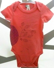 ORCHESTRA  body rose manche courte avec motif feuilles oiseau bébé fille 9 mois