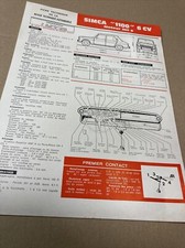 Fiche technique automobile Simca 1100 6CV moteur 350S édition de 1972 RTA