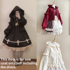 Femme Lolita Manteau Veste Capuche Ruche Manches Ballons Gothique Polaire Doublé