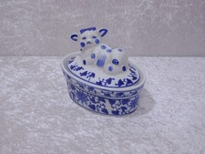 Terrine En Porcelaine Asiatique Pour Pâté Cochon Vintage Bleu Blanc Chine