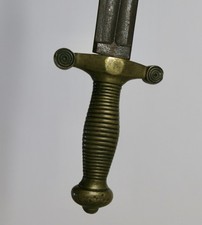 GLAIVE, épée, glaive ancien, poignée bronze, signé, belle patine