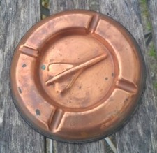 VINTAGE CENDRIER EN CUIVRE SILHOUETTE DU CONCORDE D'AIR FRANCE  DIAMETRE 16,5CM