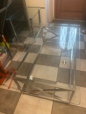 table basse et meuble tv en verre
