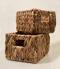 Lot de 2 PANIERS de Rangement Rectangulaires tressés en Jacinthe d'Eau Fait main