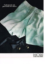PUBLICITE ADVERTISING 044   1987   HOM collection slip caleçons soie