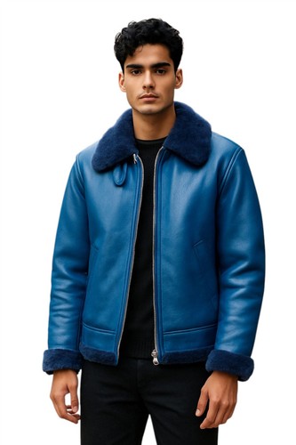 Veste cuir shearling - cuir,